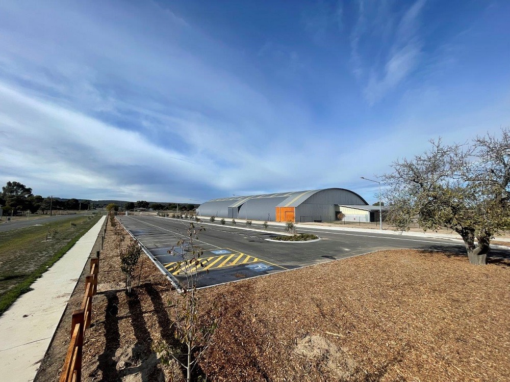 Industrial building with large parking area